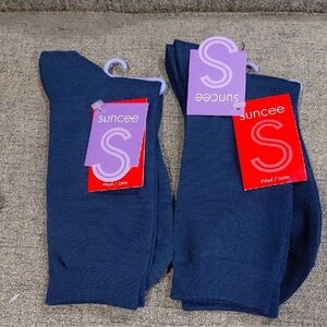 Wool Unisex Navy Socks 2pcs